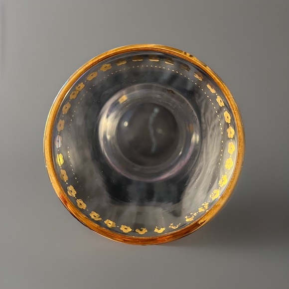 Anthropology Gilded Journey Floral Glass café Vase Gold Rim Bonjour Pitcher Boho - Picture 3 of 9